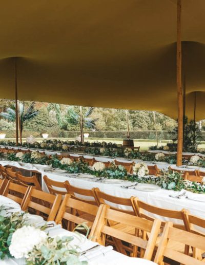 Table display under chino stretch tent