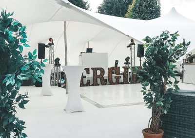 white themed marquee party