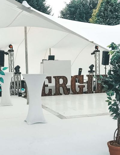 white themed marquee party