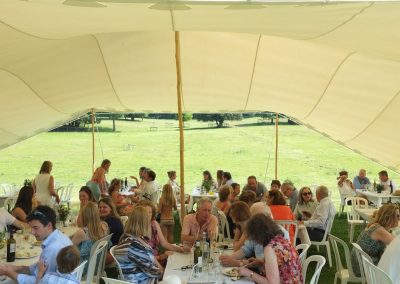 white stretch tent dining