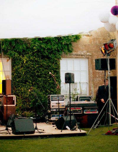 A white stretch tent attached to a building