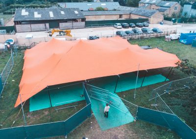 when nature calls orange stretch tent